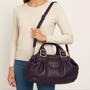 Peruzzi Firenze Italian Leather Satchel-Plum Purple- Genuine Italian Leather
